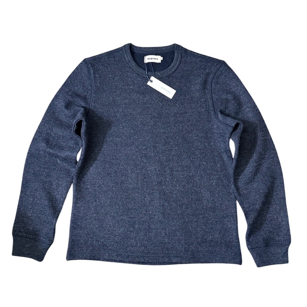Taylor Stitch The Evans Crew Navy Birdseye Wool Sweater 38 Mens NWT Preppy kk10
